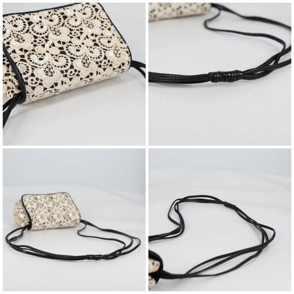 CHANEL Sequin Shoulder Bag Leather White Gold CC Auth 140995 - Picture 15 of 16